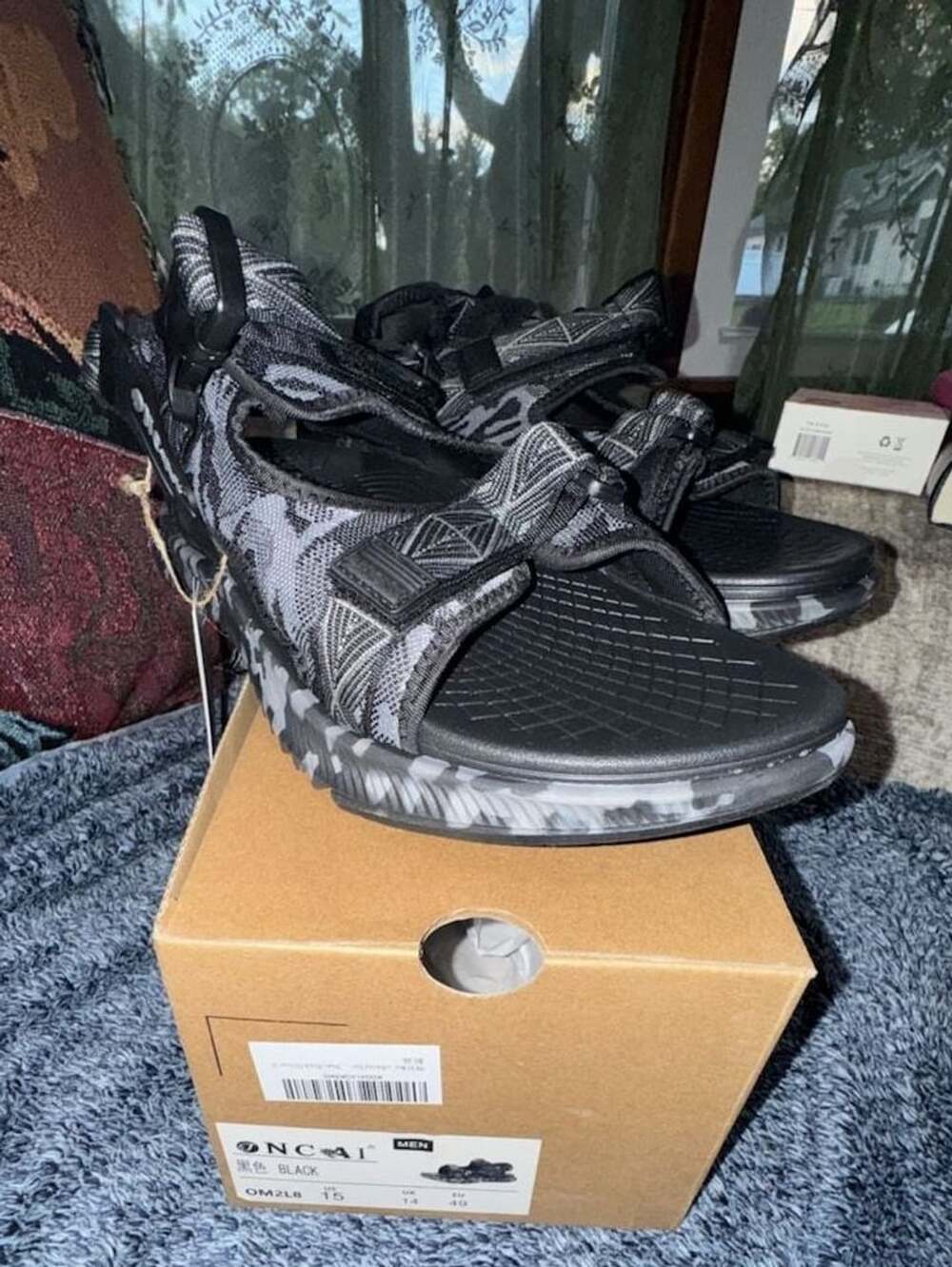 ONCAI Men's Hiking Sandals Arch Support Orthopedic Walking Sandal Black Camo
